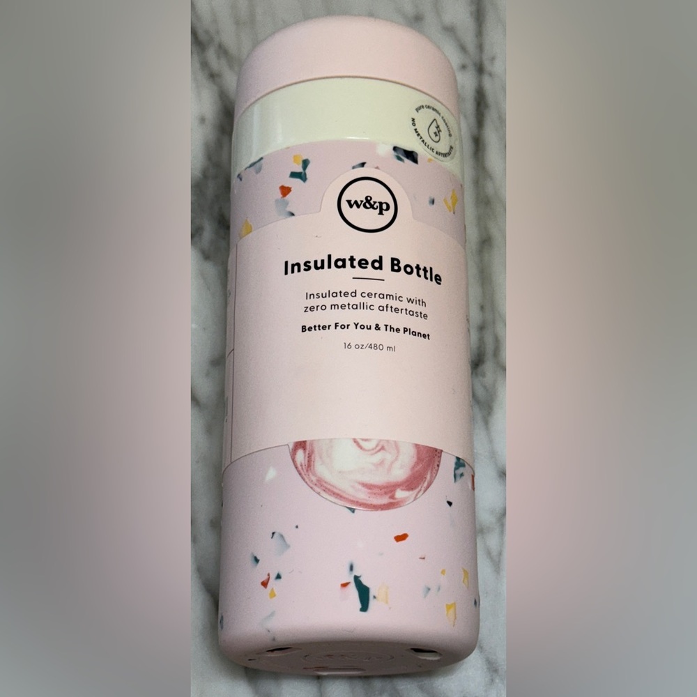 W&P Porter, 16 oz Insulated Ceramic Bottle, Blush Terrazzo